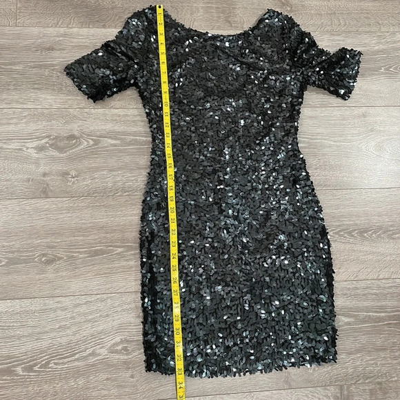 Ark & Co Black Sequin Scoop Back Shirt Sleeve Dress S - Picture 13 of 16